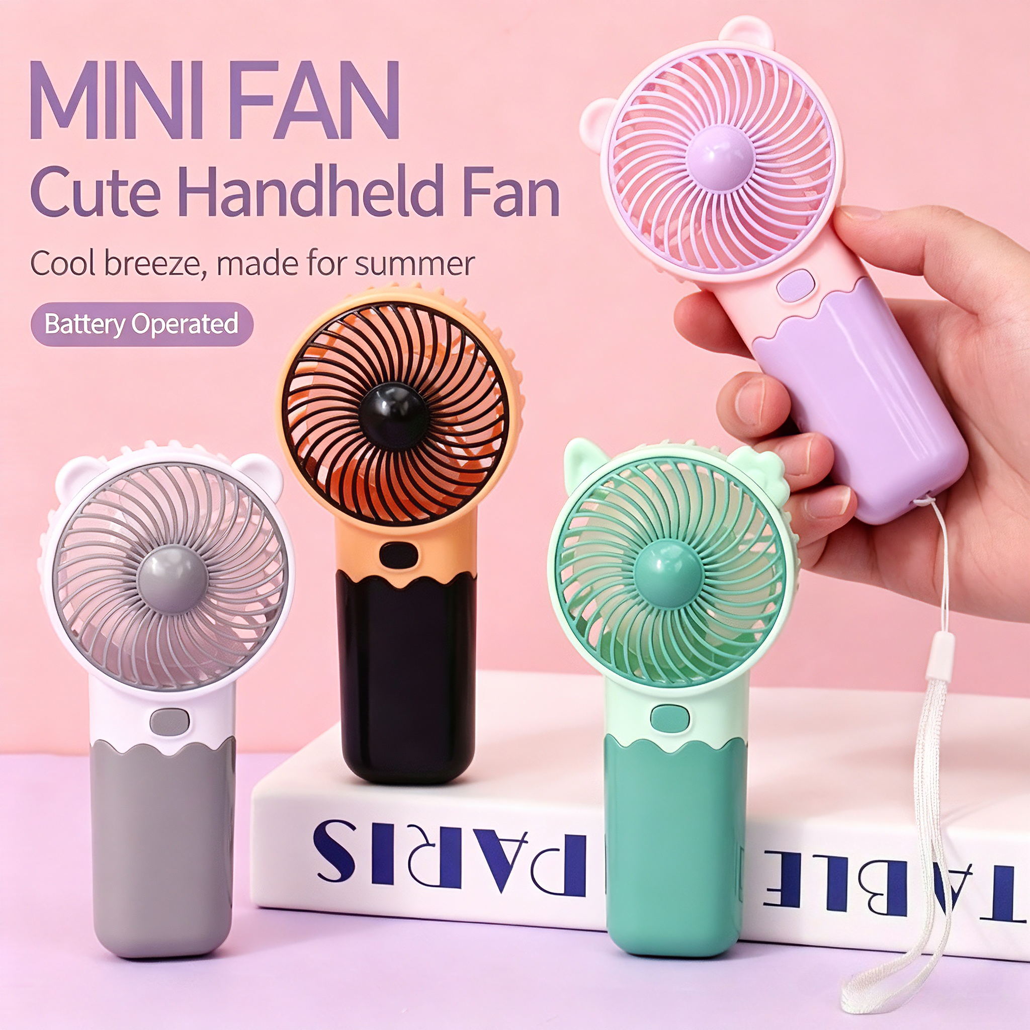 Outdoor Power Timer - Mini Handheld Fan Portable Hanging Rope