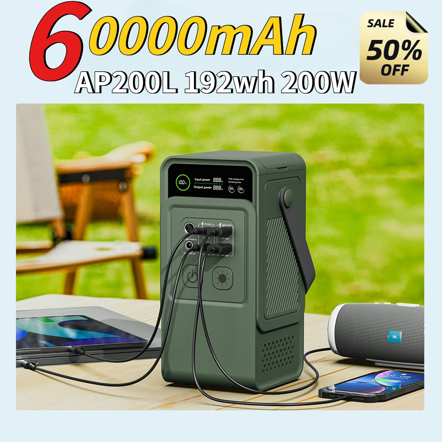 60000mAh 200W 192Wh Camping Po - Outdoor Power Source のレビューと価格