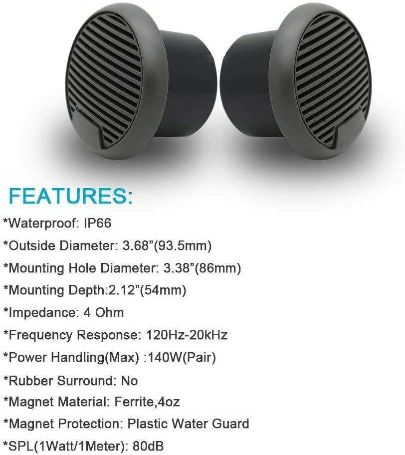 Herdio 2PCS 3'' Bluetooth Mari - Outdoor Power For Hot Tub のレビューと価格