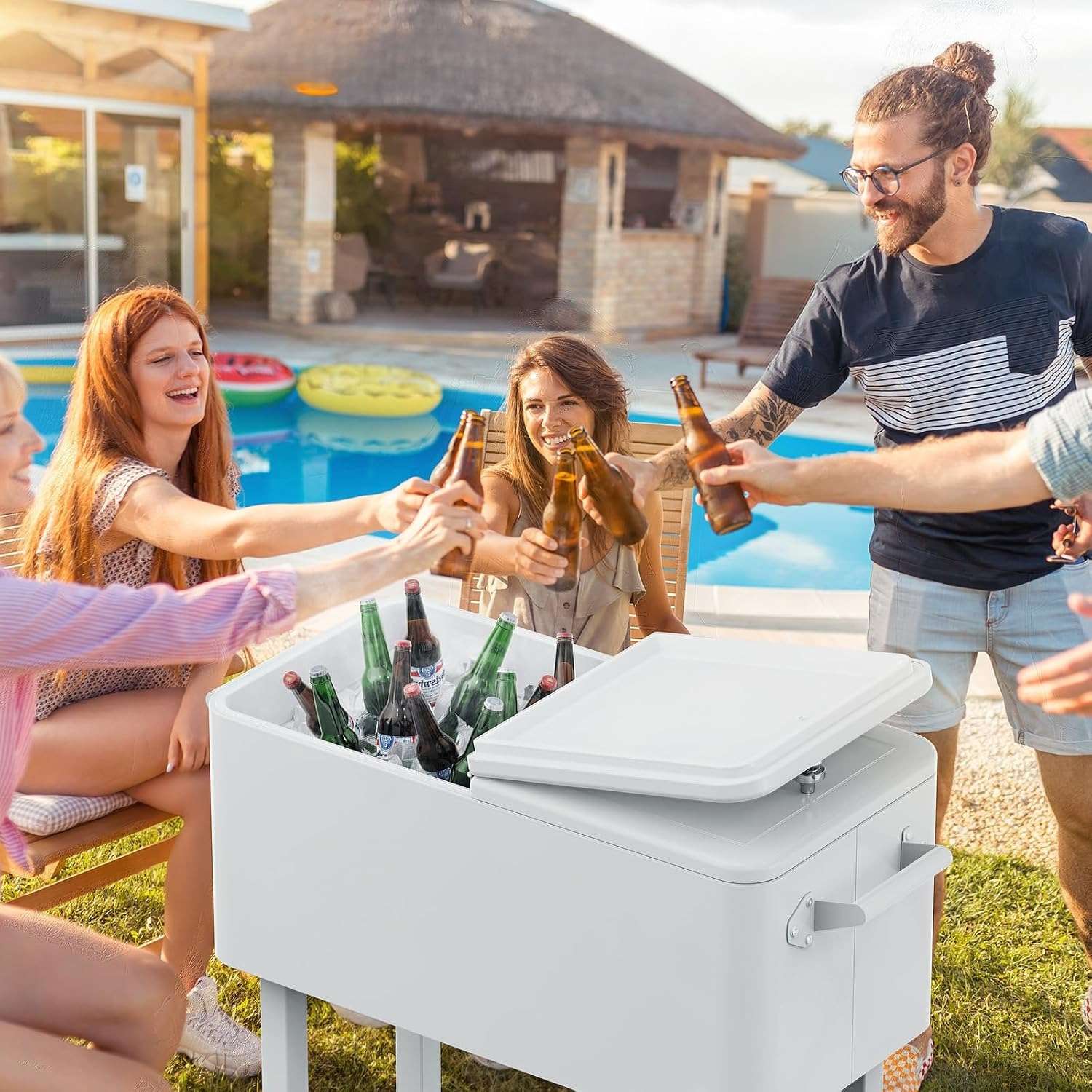 Rolling Ice Chest Cooler Cart, - Outdoor Power Bar のレビューと価格