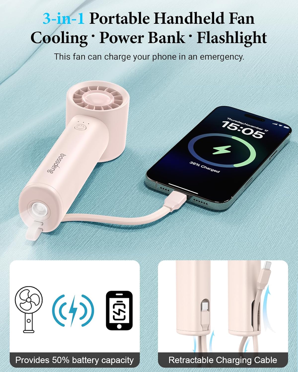 Portable Handheld Fan with Pow - Outdoor Power Products のレビューと価格