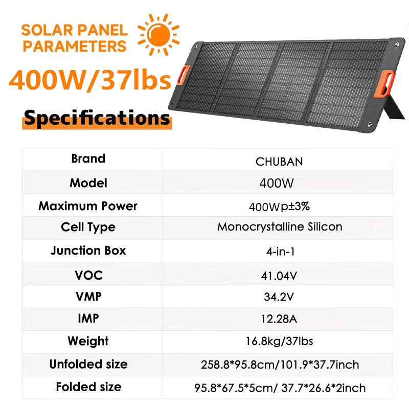 200W Foldable Solar Panel 400w - Outdoor Power Source のレビューと価格